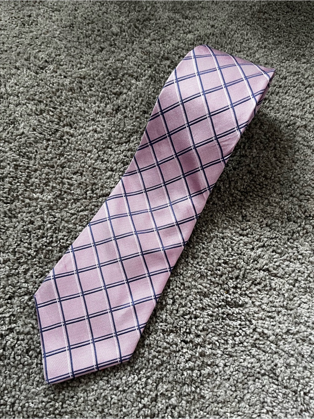 Tommy Hilfiger - Silk Pink Tie with Navy Windowpane
